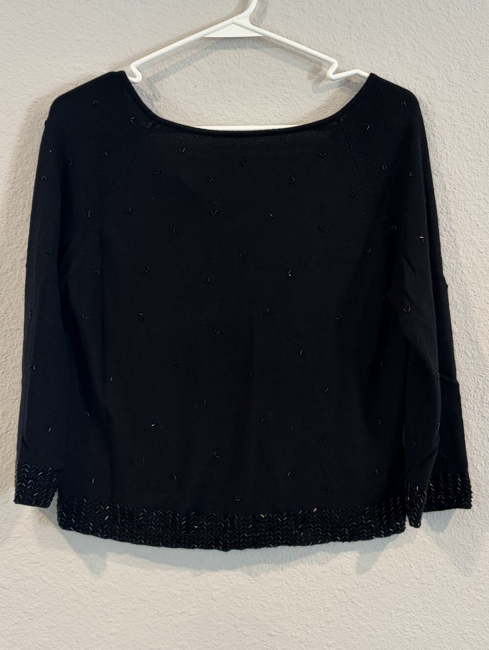 Jones New York Evening Petite Vintage Womens Black Beaded Cashmere‎ Silk Sweater